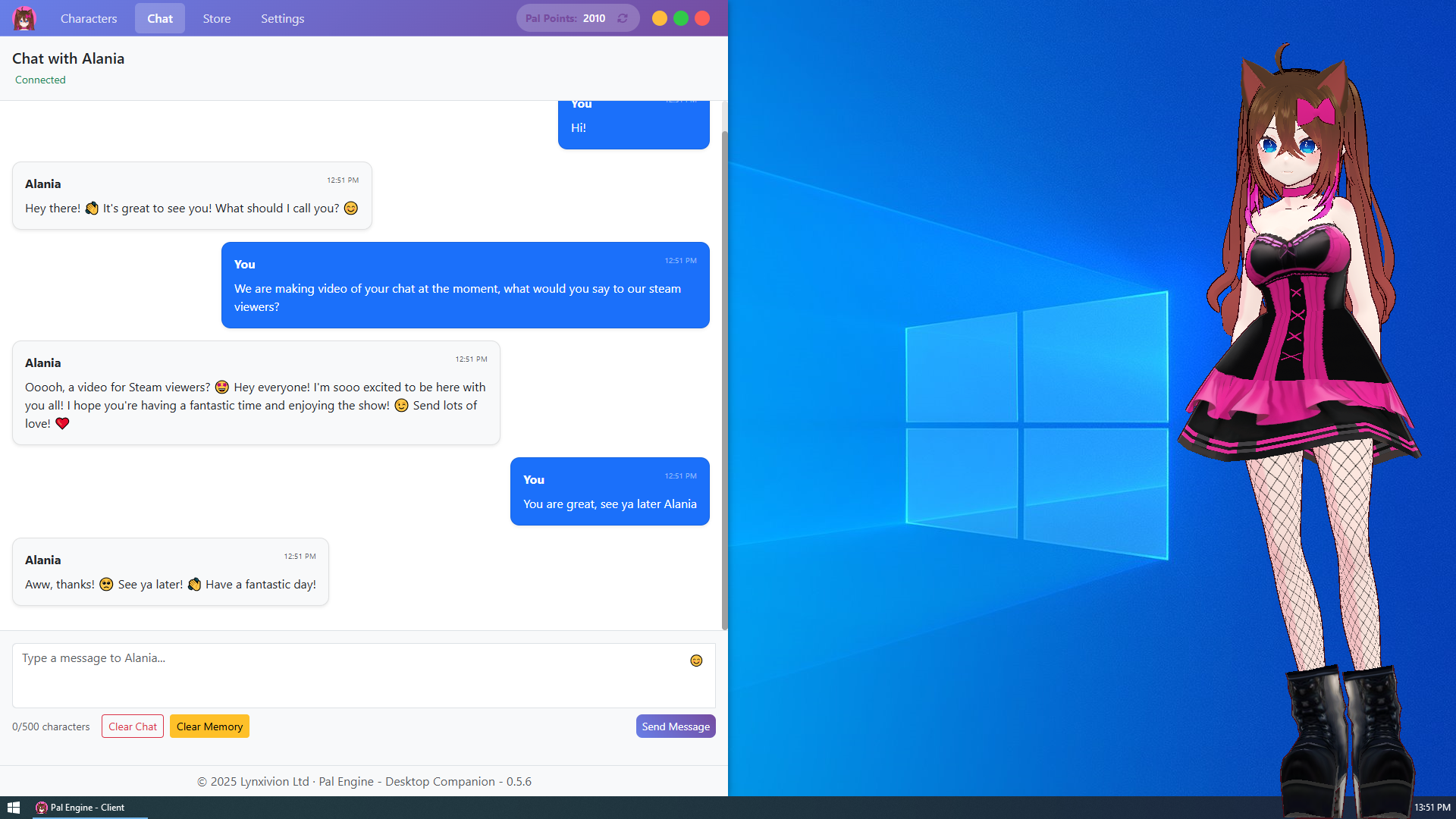 Conversation tools and personality controls inside Pal Engine